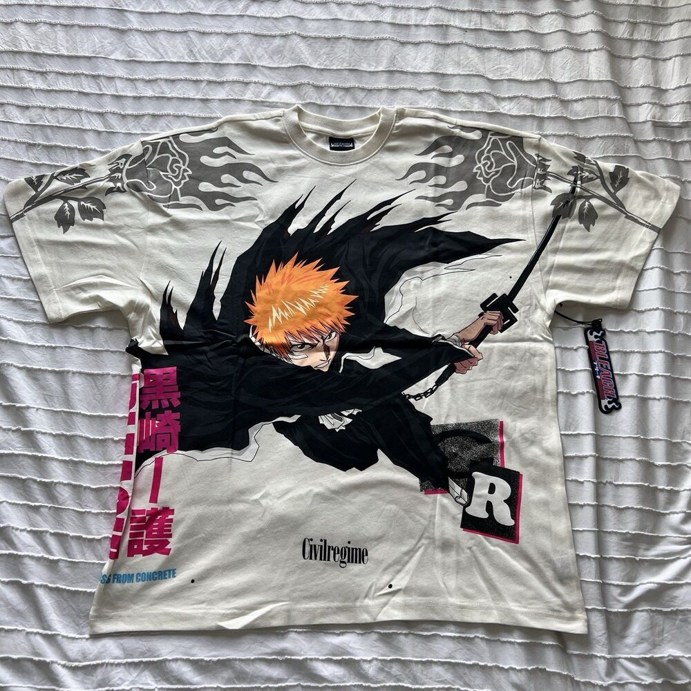 Civil Regime Bleach Ichigo Kurosaki Roses From Concrete Oversized Tee - Size L